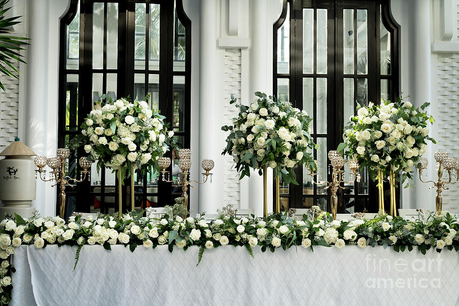 Wedding ceremony decorated white roses Photograph by Quang Nguyen Vinh