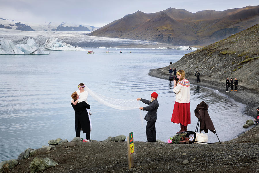 Wedding Photographer working in Jokulsarlon Glacier Lagoon Photograph by RicardMN Photography