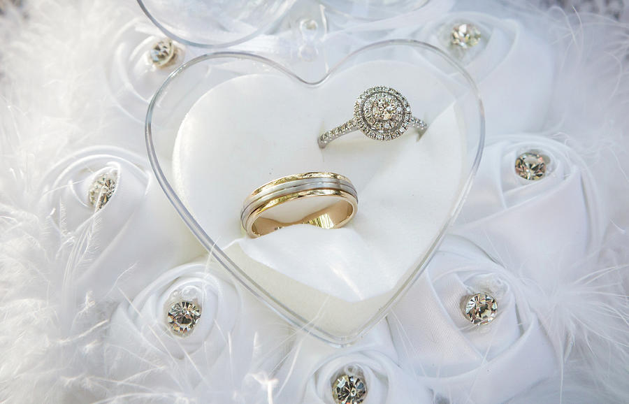 Wedding Rings In Heart Shape Case Photograph