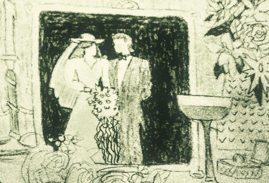 Wedding Sketch From The 1970s Drawing