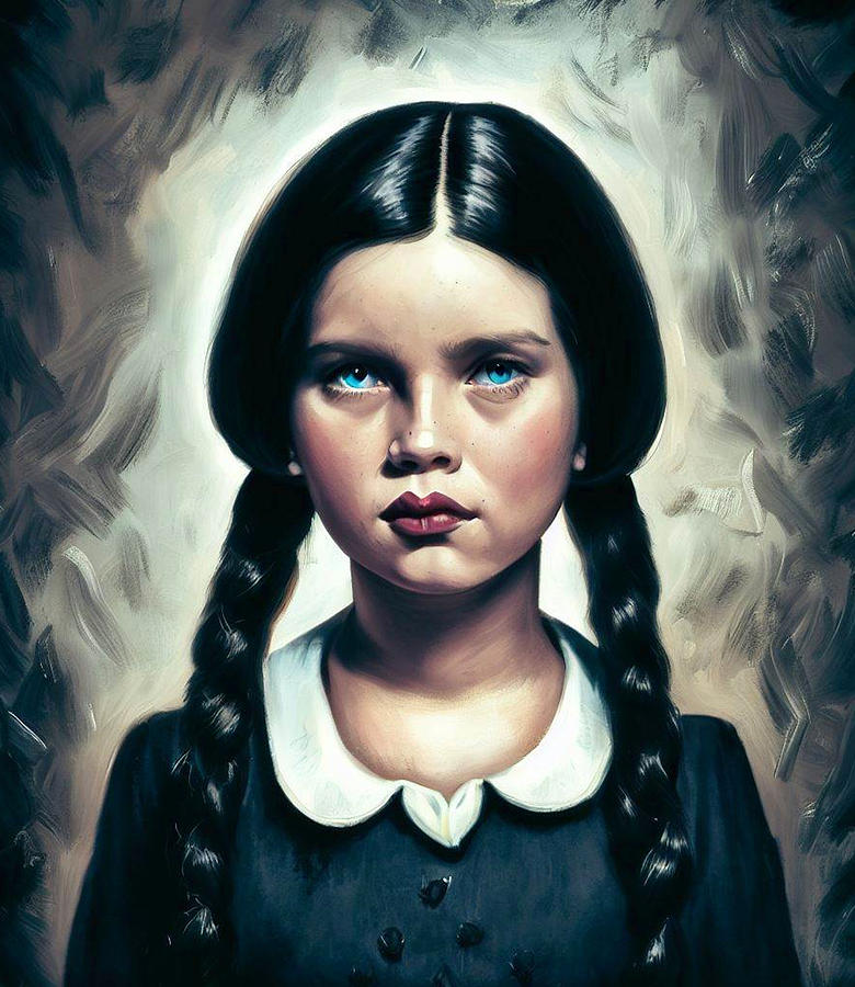 Wednesday Addams Portrait Painting by Charles Monroe - Fine Art America