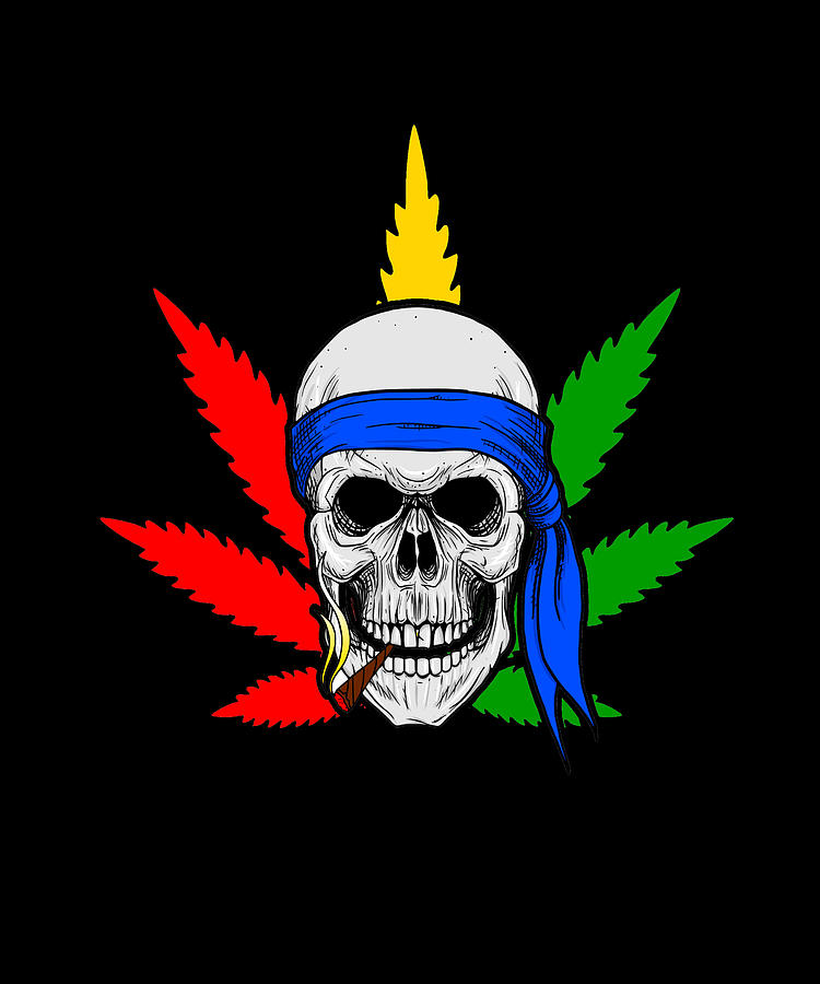 Weed Cannabis Marijuana Skull Digital Art by CalNyto