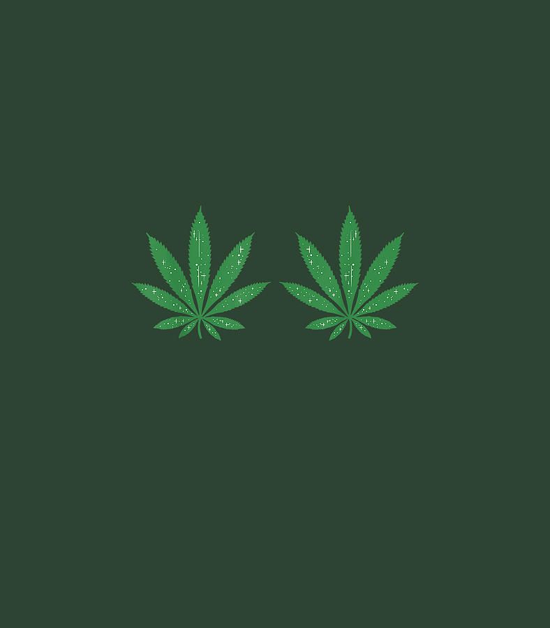 Weed Green Boobs Bra 420 Cannabis Leaves Stoner Girl Digital Art by ...