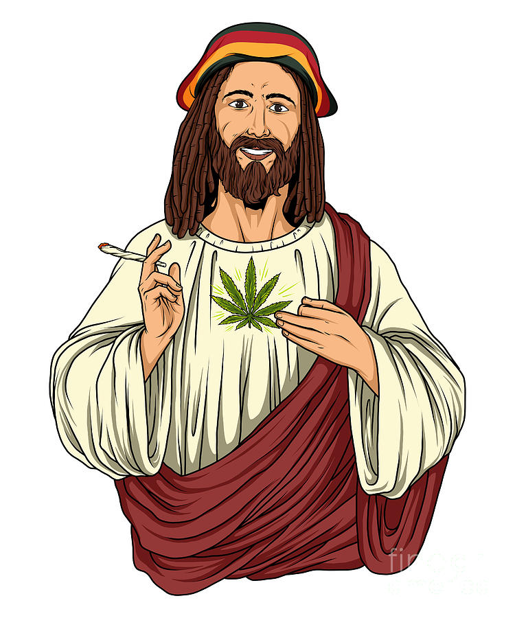 Pot Digital Art - Weed Smoking Jesus Christ Cannabis Stoner THC by Mister Tee