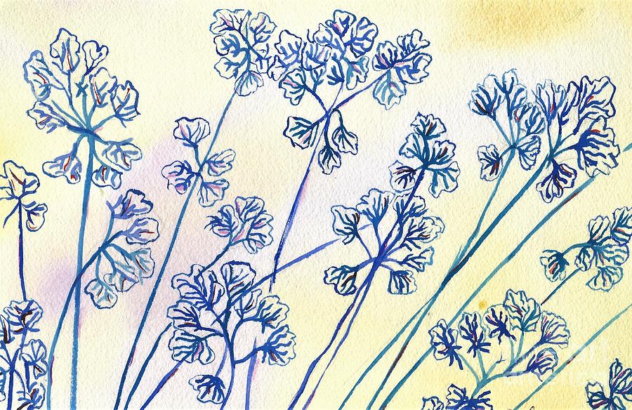 Weeds in Blue Painting by L A Feldstein