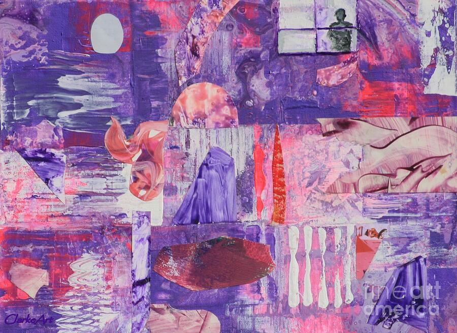 Collage - Weekend at The Cabin, Moonrise Mixed Media by Jean Clarke