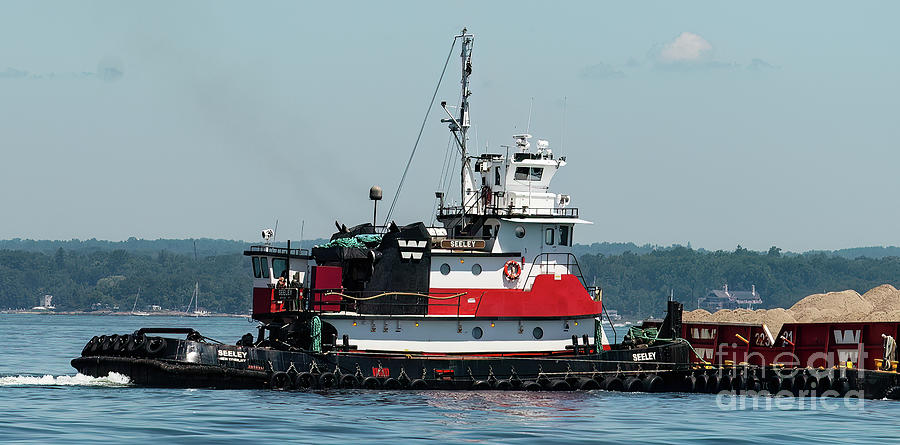 Weeks Marine Tug Boat Seeley Pushing Barges in Long Island Sound Photograph by David Oppenheimer
