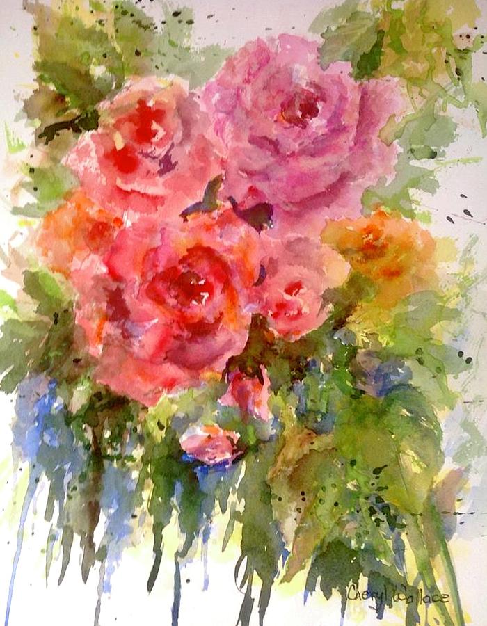 Weeping Roses Painting by Cheryl Wallace