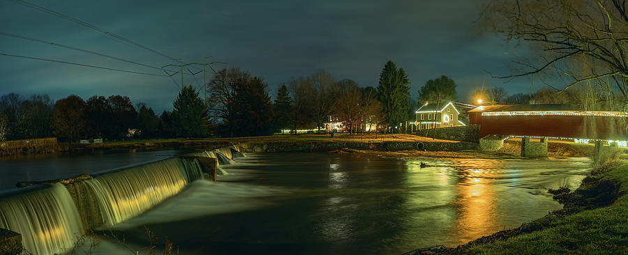 Wehrs Dam at Night - Holiday Lights Photograph by Jason Fink