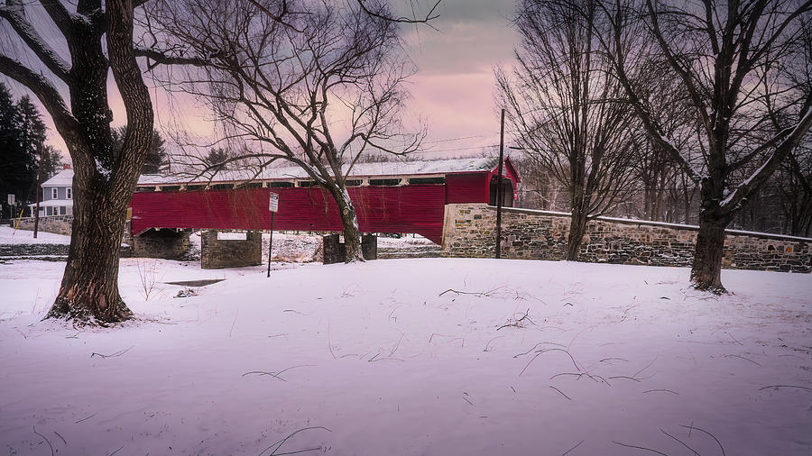 Wehrs Mill Covered Bridge Wide Angle Photograph by Jason Fink
