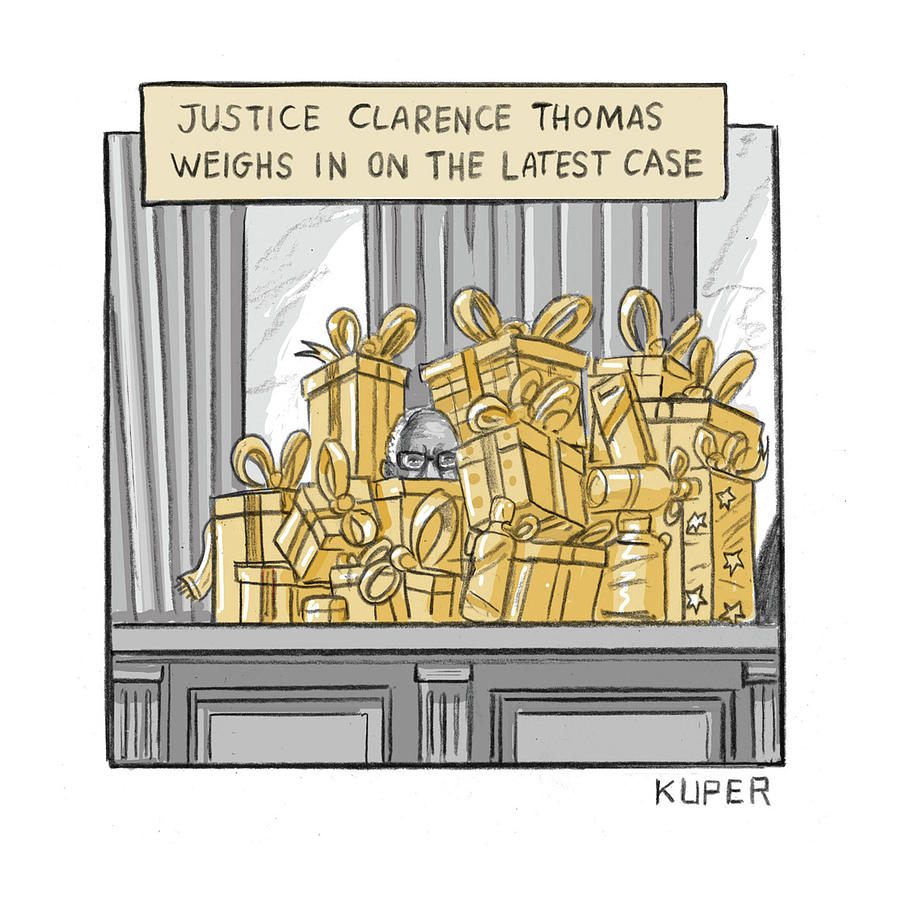 Weighing in on the Latest Case Drawing by Peter Kuper