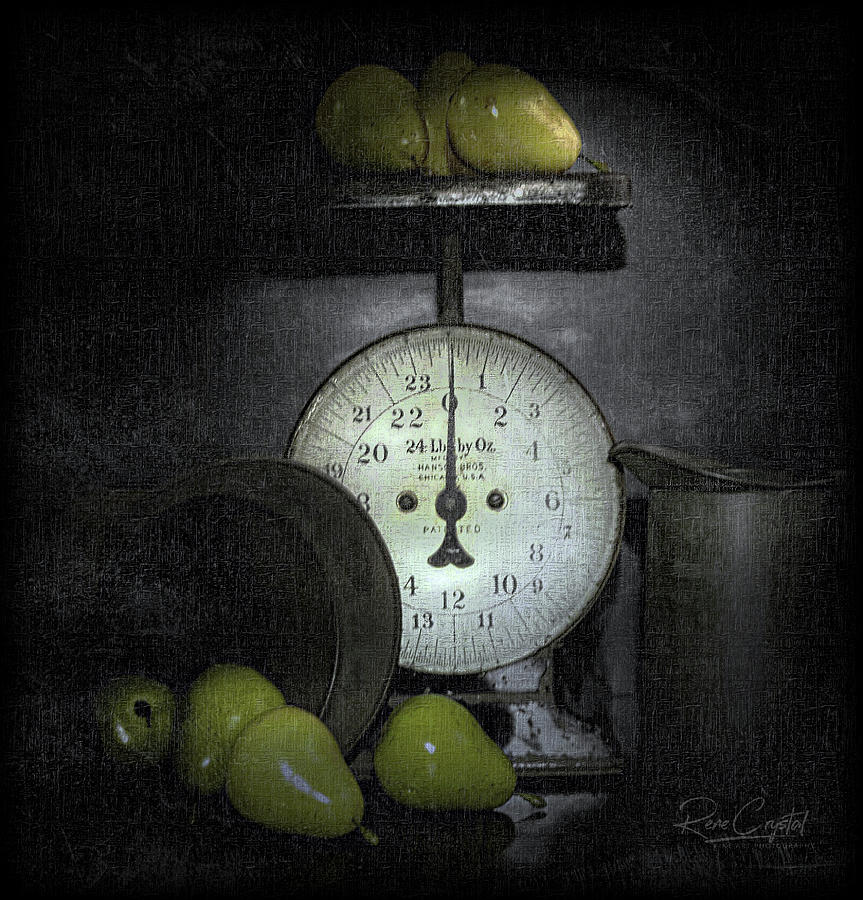 Pear Photograph - Weighing In On The Pearing by Rene Crystal