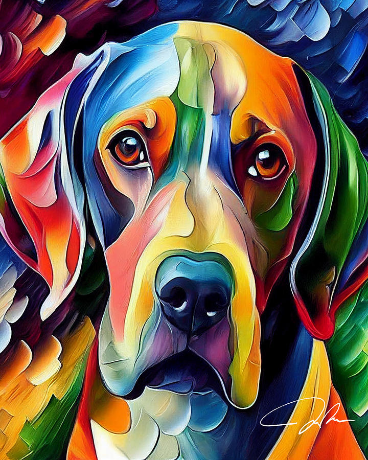 Weimaraner Abstract Portrait Painting by Nam Nguyen - Fine Art America