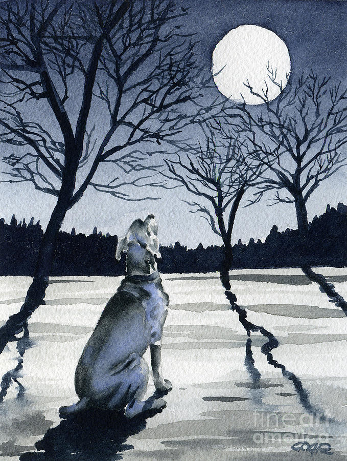 Moon store dog painting