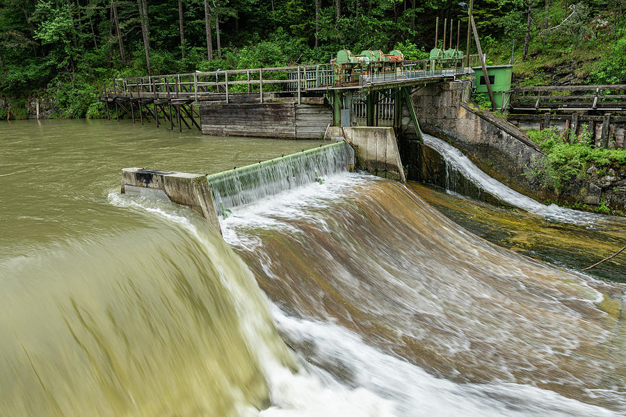 Weir On The River Schwarza In Hirschwang On A Cloudy Day In Summer Photograph