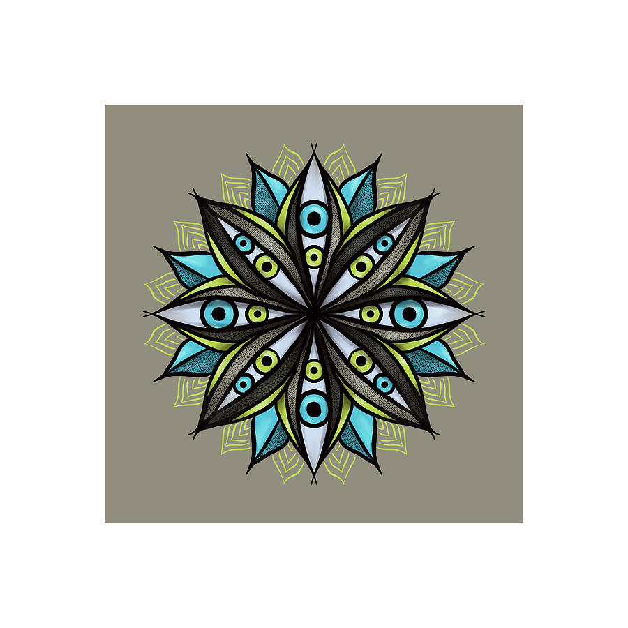 Psycho Movie Digital Art - Weird Eyes Double Iris Trippy Art Flower Mandala  by Boriana Giormova