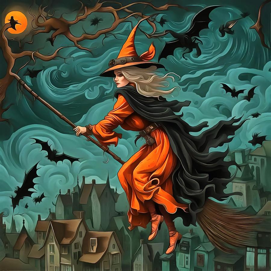 Halloween Painting - Weird World Of Witches And Magical Spooky Things by Taiche Acrylic Art