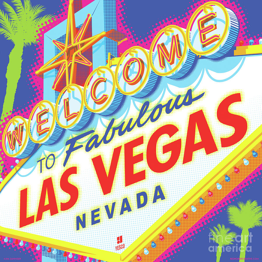 Las Vegas Digital Art - Welcom to Las Vegas Sign Pop Art  by Jim Zahniser