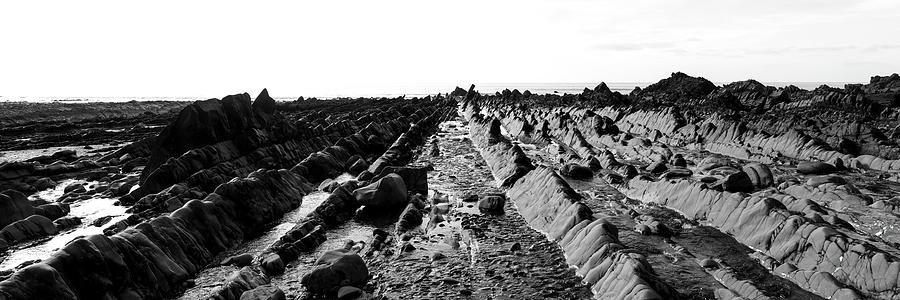 Welcombe Mouth beach North Devon South West Coast Path black and white 3 Photograph by Sonny Ryse