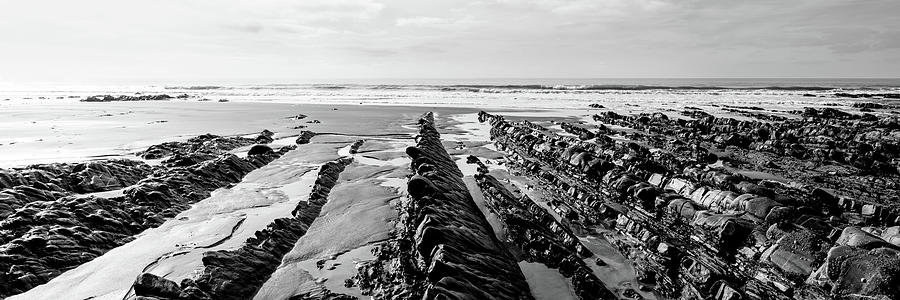 Welcombe Mouth beach North Devon South West Coast Path black and white Photograph by Sonny Ryse