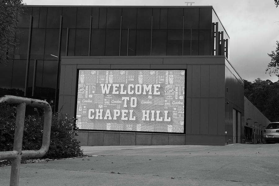 Welcome to Chapel Hill sign in black and white Photograph by Eldon McGraw