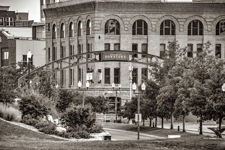 Welcome To Downtown Sioux Falls South Dakota - Sepia Edition Photograph by Gregory Ballos
