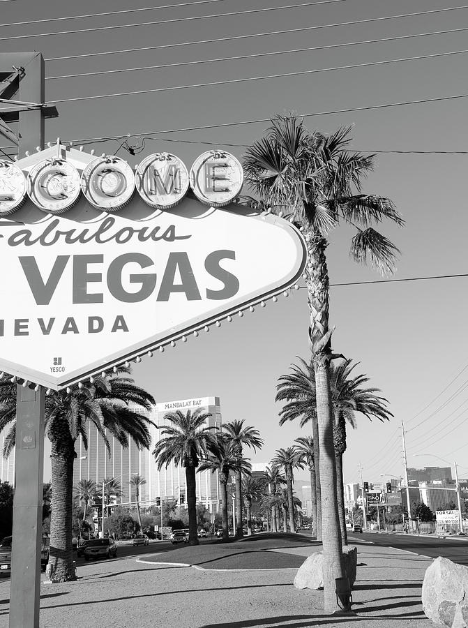 Welcome to Fabulous Las Vegas BW Photograph by Bob Pardue