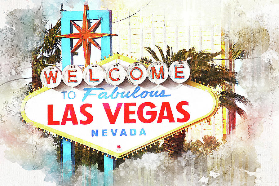 Welcome to Fabulous Las Vegas Sign Mixed Media by Tatiana Travelways