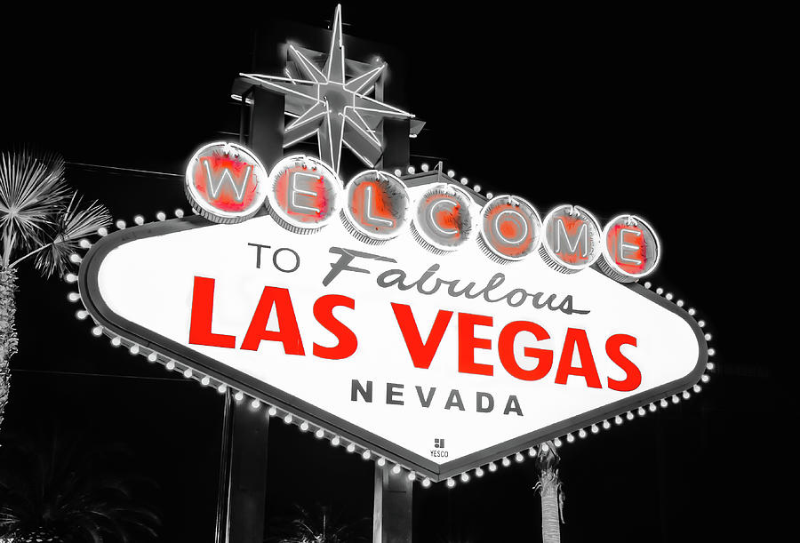 Welcome To Las Vegas Nevada Famous Neon - Selective Color Photograph by Gregory Ballos