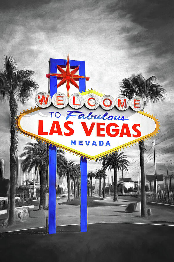 Las Vegas Photograph - Welcome To Las Vegas Nevada Sign Selective Color by Carol Japp