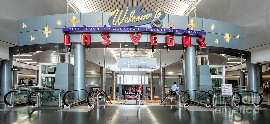 Welcome to Las Vegas Sign at McCarran International Airport Inside Terminal Las Vegas Nevada Photograph by David Oppenheimer