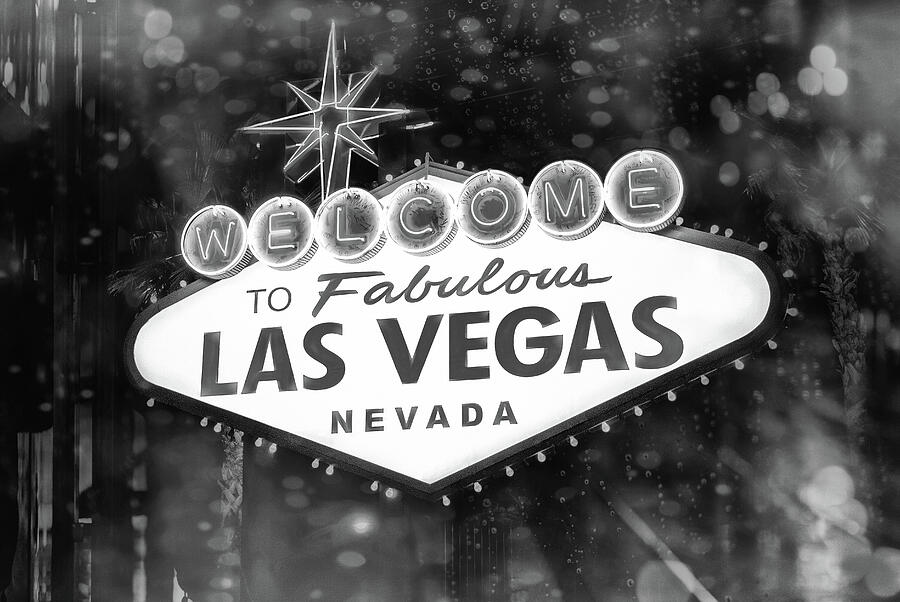 Las Vegas Photograph - Welcome To Las Vegas Sign Black and White by Carol Japp