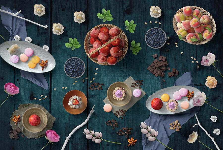 Welcome To My Delicious Fruit Cupcake Chocolate And Blueberry Party Photograph by Johanna Hurmerinta