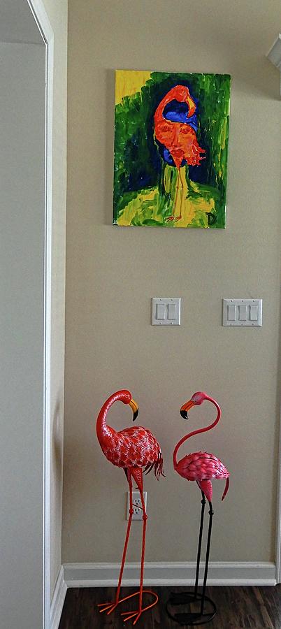 Welcome to My House - Flamingo Corner Painting by Debora Lewis - Fine ...