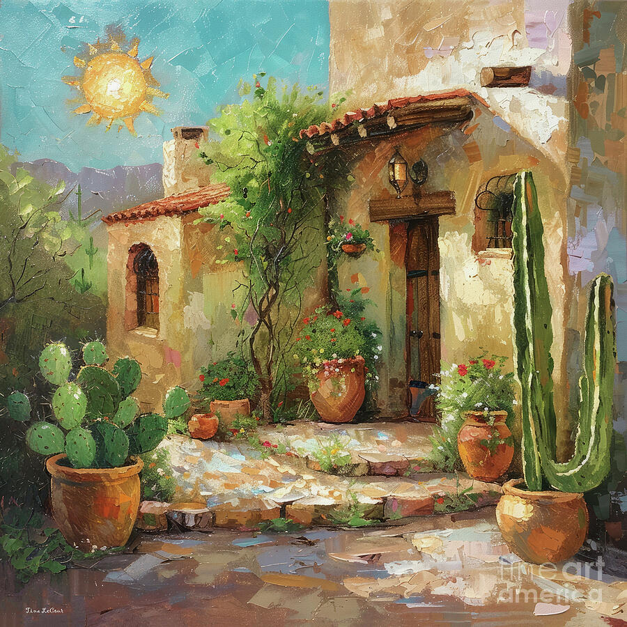Desert Painting - Welcome To My Pueblo by Tina LeCour