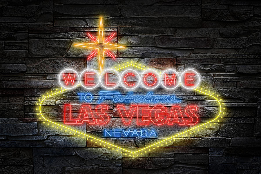 Welcome To Vegas Neon On Brick Photograph by Ricky Barnard