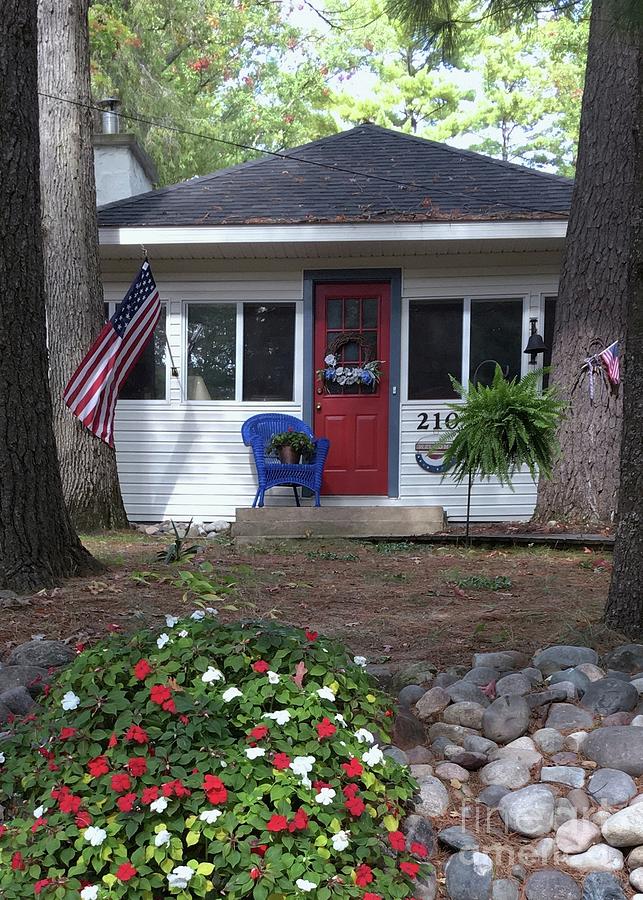 Welcoming and Patriotic Cottage Door Photograph by Barbie Corbett-Newmin