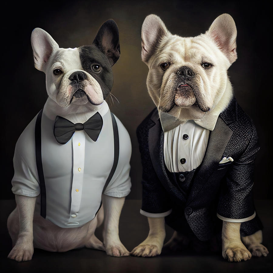Well-dressed Animal 03 Bulldog Couple Digital Art by Matthias Hauser
