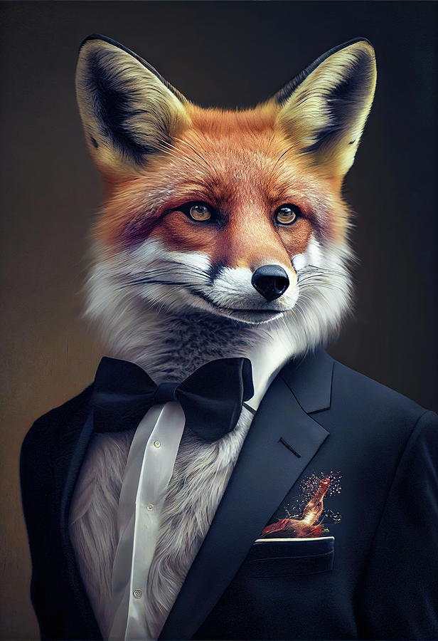 Well-dressed Animal 11 Smart Fox Digital Art by Matthias Hauser