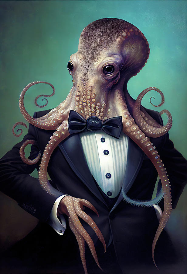 Well-dressed Animal 14 Octopus Digital Art by Matthias Hauser - Fine ...