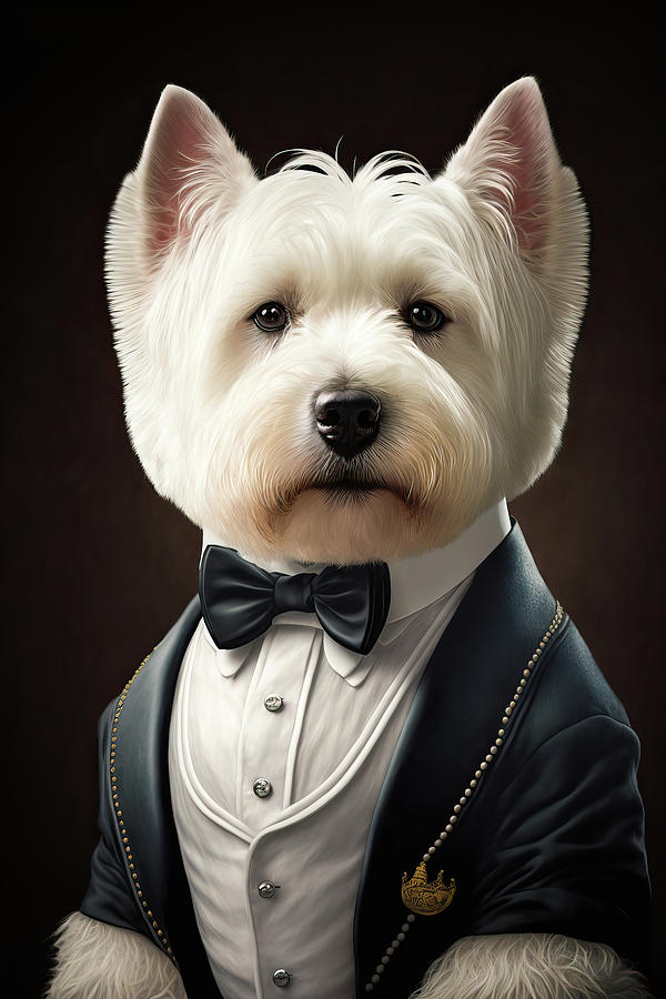 Well-dressed Animal 35 Cute Westie Dog Digital Art by Matthias Hauser