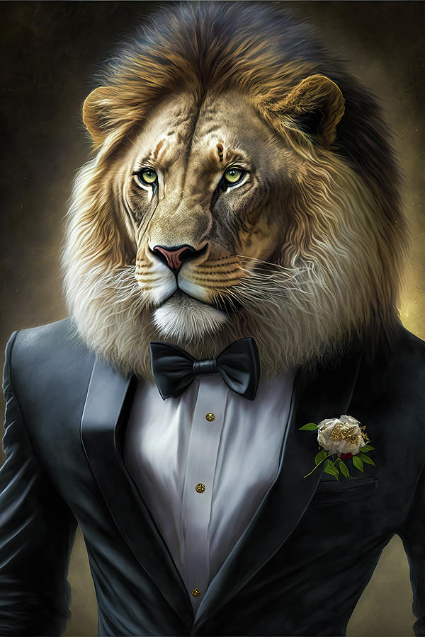 Well-dressed Animal 36 Cool Lion Digital Art by Matthias Hauser