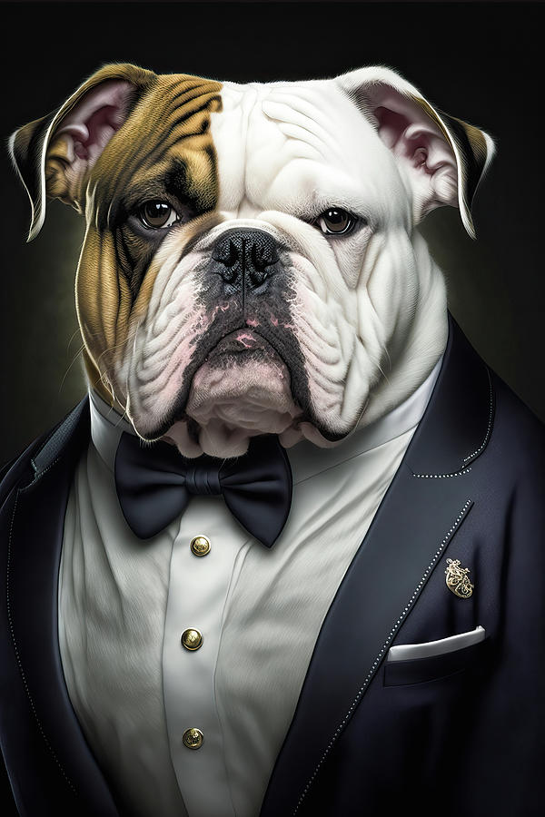 Well-dressed Animal 38 Bulldog Digital Art by Matthias Hauser