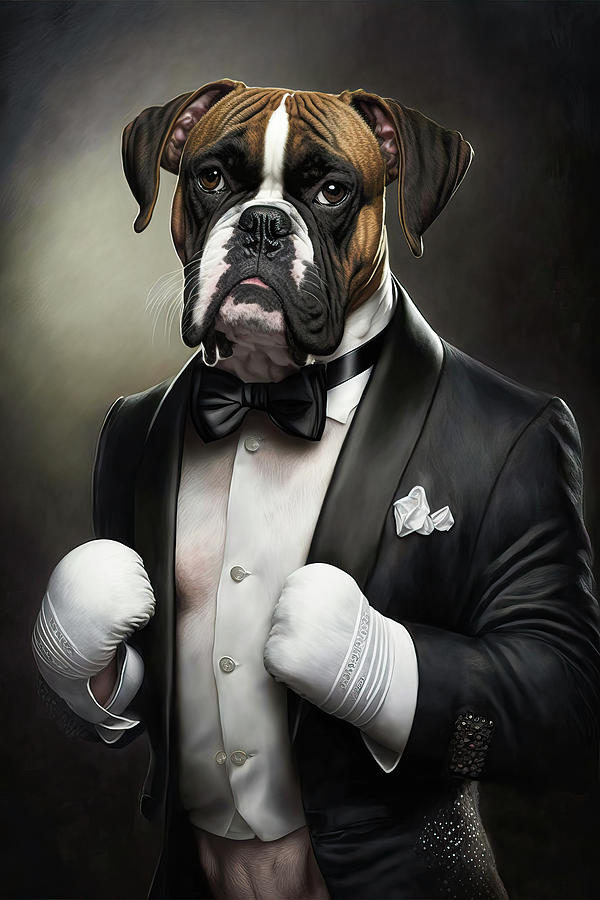 Well-dressed Animal 43 Boxer Dog Digital Art by Matthias Hauser