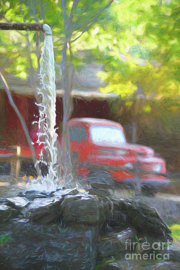 Well Photograph - Well Water Running - Palette Knife and Oil by Chris Mautz Well Photograph - Well Water Running - Palette Knife and Oil by Chris Mautz