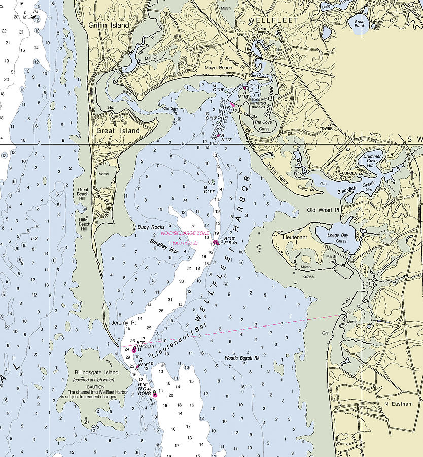 Wellfleet Massachusetts Nautical Chart Digital Art by Sea Koast Fine