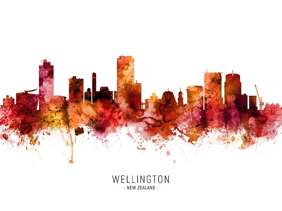 Skyline Digital Art - Wellington New Zealand Skyline #06 by Michael Tompsett