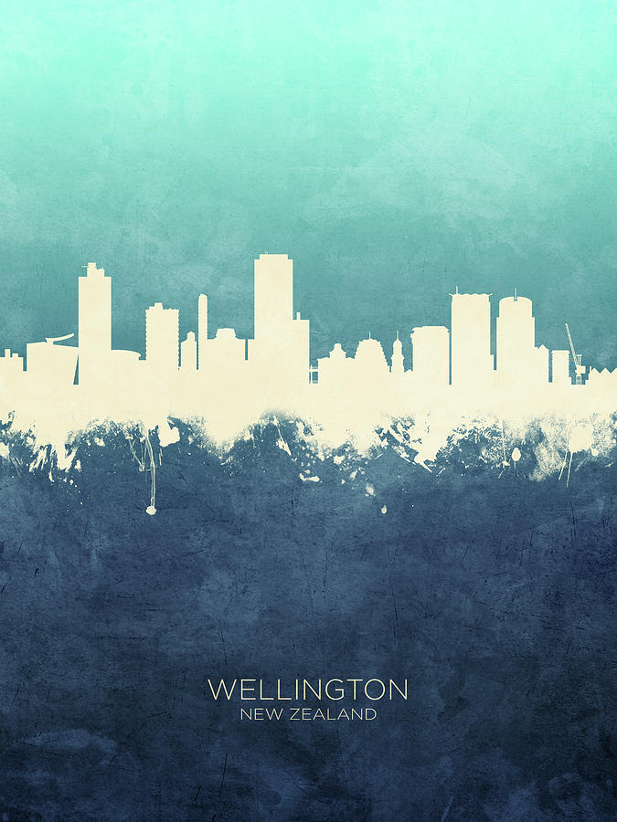 Skyline Digital Art - Wellington New Zealand Skyline #19 by Michael Tompsett