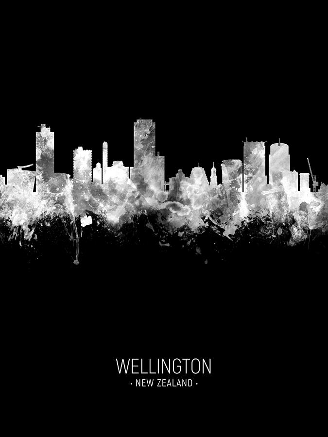 Skyline Digital Art - Wellington New Zealand Skyline #77 by Michael Tompsett
