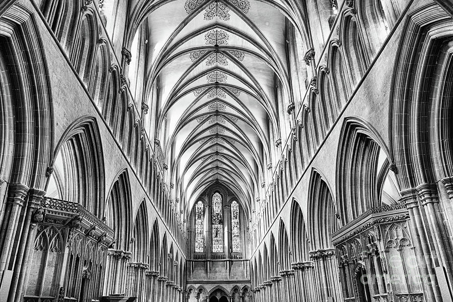Wells Cathedral Arches Monochrome Photograph by Tim Gainey